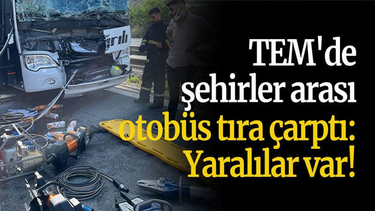 TEM'de şehirler arası otobüs tıra çarptı: Yaralılar var